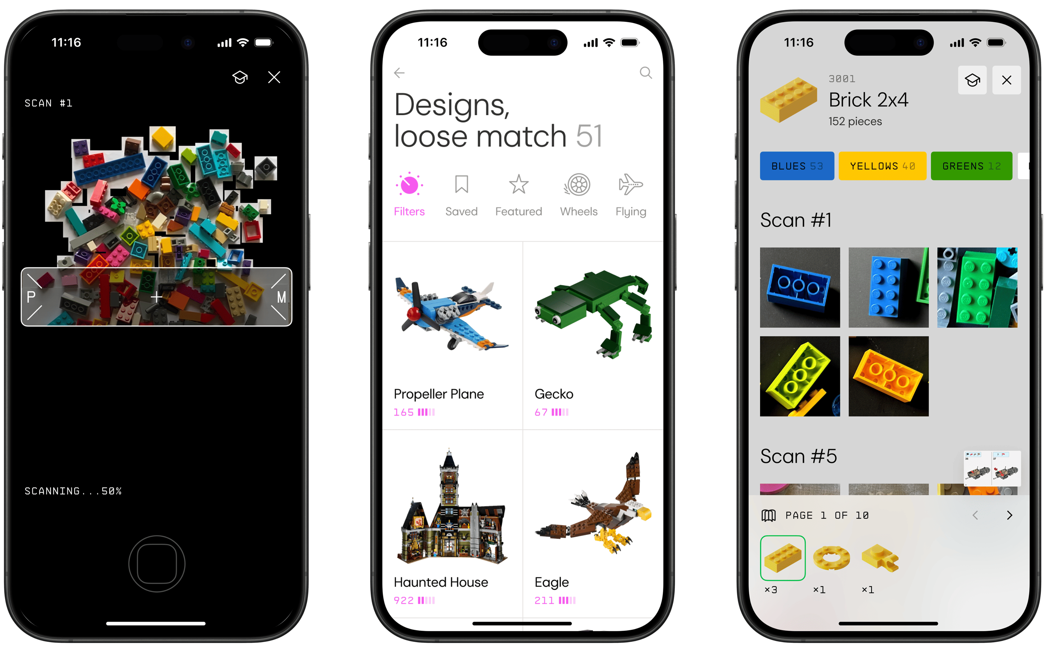 Brickit Pockets app screens